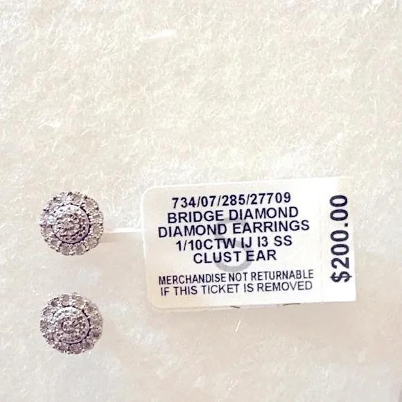 Macy’s Silver Bridge 1/10 CTW Diamond Spiral Pierced Earrings | Orig. $200 - Picture 4 of 4